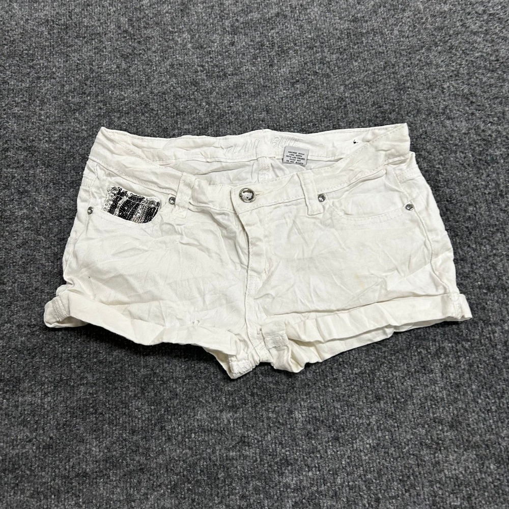 Planet Blue Shorts Womens Size 6 White Sequin Pocket Cotton Blend Low Rise Mini